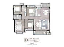 建发缦云4室2厅1厨2卫建面138.00㎡