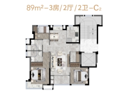 建发文澜春晓3室2厅1厨2卫建面89.00㎡