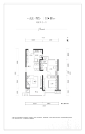 金地·未来云著2室2厅1厨1卫建面88.00㎡