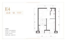 北岸明珠·龙湾1室1厅1厨1卫建面51.67㎡