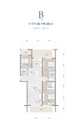 乾海公馆3室2厅1厨3卫建面177.84㎡