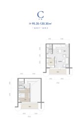 乾海公馆1室2厅1厨2卫建面95.35㎡