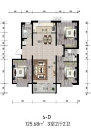 国泰华府3室2厅1厨2卫建面125.68㎡