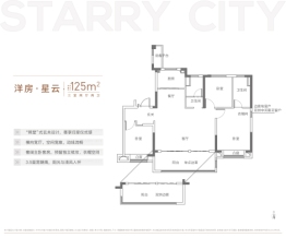 高速信达·时代星河3室2厅1厨2卫建面125.00㎡