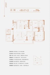 中国铁建花语湖畔4室2厅1厨3卫建面216.00㎡