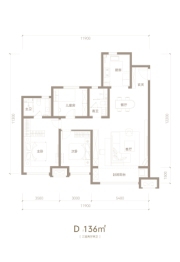 海轩府3室2厅1厨2卫建面136.00㎡