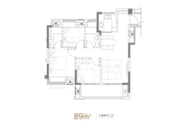 榕发北源云筑3室2厅1厨2卫建面89.00㎡