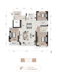 铭基·锦绣铭著3室2厅1厨2卫建面142.00㎡