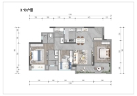 D户型建面约90平