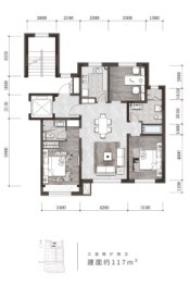天定山小镇3室2厅1厨2卫建面117.00㎡