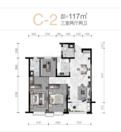 长城.陇能家园3室2厅1厨2卫建面117.00㎡