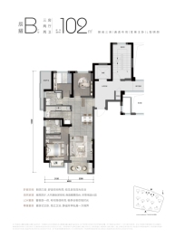 保利·朗玥旭章3室2厅1厨2卫建面102.00㎡