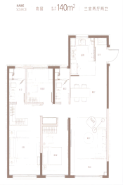 仁恒星源世纪3室2厅1厨2卫建面140.00㎡