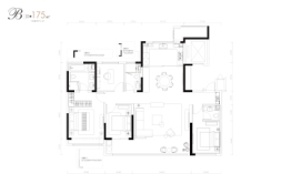 铁投仁恒河滨城4室2厅1厨3卫建面175.00㎡