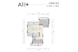 万润·香蜜湖3室2厅1厨2卫建面117.00㎡