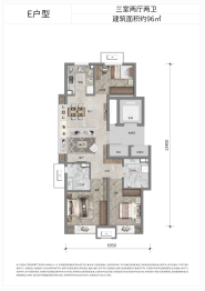 首开卓越建工·熙悦晴翠3室2厅1厨2卫建面96.00㎡