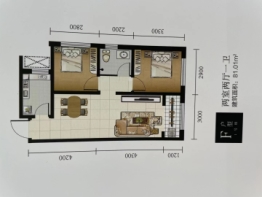 新悦华府2室2厅1厨1卫建面81.01㎡