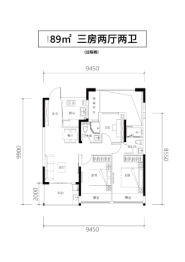 杰立·潮前府3室2厅1厨2卫建面85.00㎡