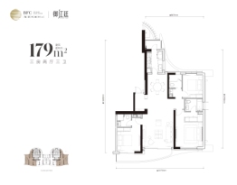 BFC复星外滩中心|御江廷3室2厅1厨3卫建面179.00㎡