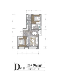 利园九里2室2厅1厨1卫建面96.00㎡