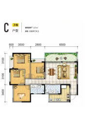 格林城市花园4室2厅1厨2卫建面127.00㎡