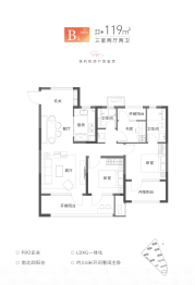 保利和颂3室2厅1厨2卫建面119.00㎡