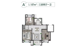 万籁拾光3室2厅1厨1卫建面87.00㎡