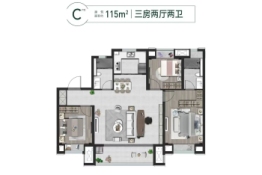 万籁拾光3室2厅1厨2卫建面115.00㎡