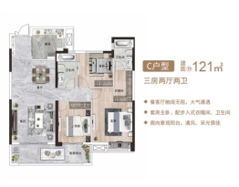 九州府3室2厅1厨2卫建面121.00㎡