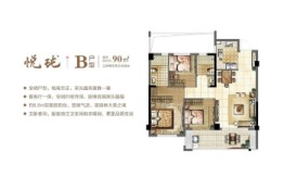 皇鼎青芝府3室2厅1厨2卫建面90.00㎡