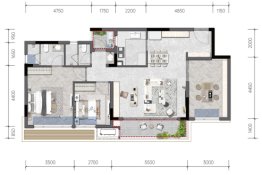 重庆中央公园悦府3室2厅1厨2卫建面95.00㎡