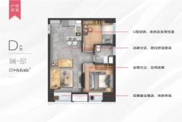 合景汇峰2室2厅1厨1卫建面66.00㎡