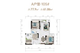 金阳第一农场大学城2室2厅1厨1卫建面77.90㎡