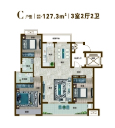 祥符·壹号院3室2厅1厨2卫建面127.30㎡