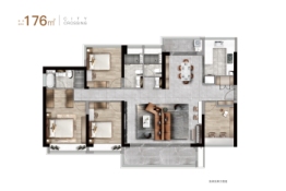 湛江置地中心·润府4室2厅1厨3卫建面176.00㎡