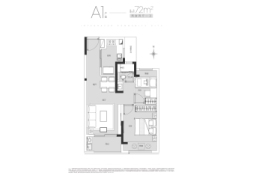 ICC白云新城 晋陵文华2室2厅1厨1卫建面72.00㎡