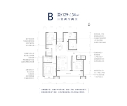 鑫华文悦府3室2厅1厨2卫建面129.00㎡