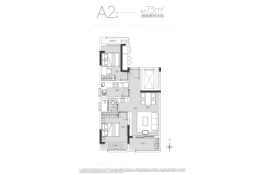 ICC白云新城 晋陵文华2室2厅1厨1卫建面73.00㎡