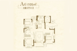 青岛印象·川3室2厅1厨2卫建面105.00㎡