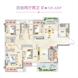 升中大学城4室2厅1厨2卫建面125.42㎡