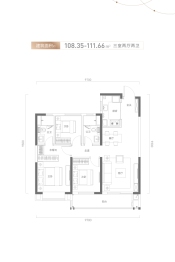 方岛金茂智慧科学城3室2厅1厨2卫建面108.35㎡