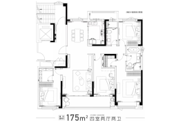 祥新如澜邸4室2厅1厨2卫建面175.00㎡