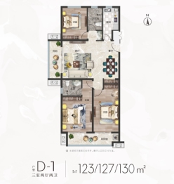 冠县·盛世华庭3室2厅1厨2卫建面123.00㎡