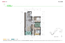 万科半岛国际3室2厅1厨2卫建面109.00㎡