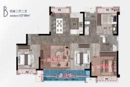 鲁商·秦樾印象4室2厅1厨2卫建面127.95㎡