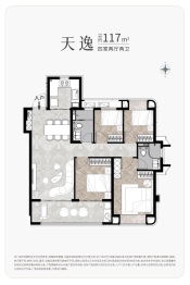 建发交投·天行时代4室2厅1厨2卫建面117.00㎡