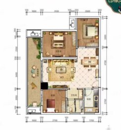 印象月湖苑3室2厅1厨1卫建面97.31㎡