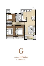 孔雀城3室2厅1厨1卫建面105.80㎡