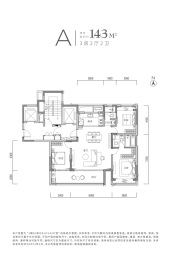 华发仁恒四季河滨3室2厅1厨2卫建面143.00㎡