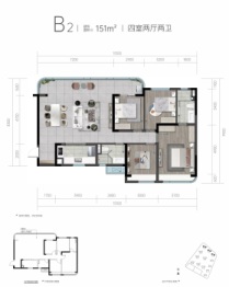 未来之城4室2厅1厨2卫建面151.00㎡